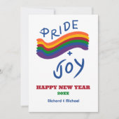 Pride en Joy LGBTQ Nieuwjaar Flat Holiday Kaart (Voorkant)