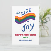 Pride en Joy LGBTQ Nieuwjaar Flat Holiday Kaart (Staand voorkant)