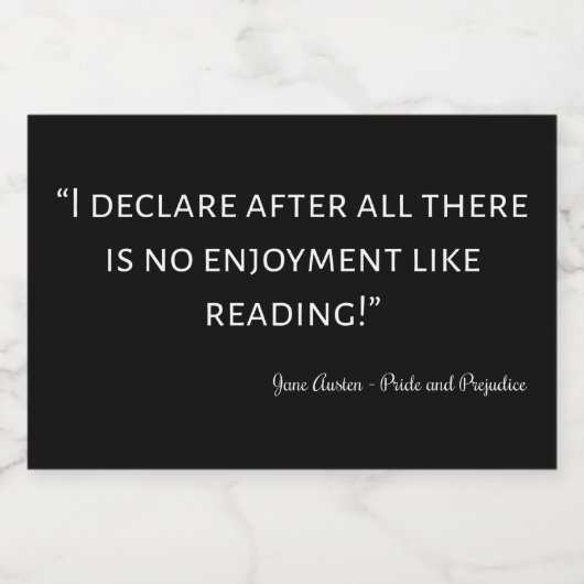 Pride en Prejudice Quote III Voedselcontainer Etiket (Enkel label)