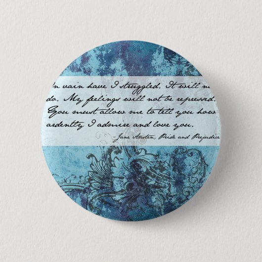 Pride en Prejudice Quote Ronde Button 5,7 Cm (Voorkant)