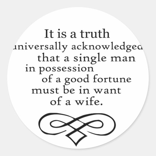 Pride en Prejudice Ronde Sticker (Voorkant)