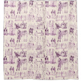 Pride en Prejudice Toile in Plum op perzik Douchegordijn (Voorkant)
