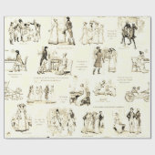 Pride en Vooroordelen Beige Sepia Toile Quotes Cadeaupapier (Vlak)