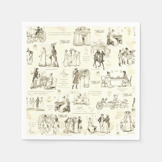 Pride en Vooroordelen Beige Tool Quote Illustratie Servet (Voorkant)