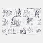 Pride en vooroordelen Blue Grey Toile Quotes Inpakpapier Vel (Voorkant)