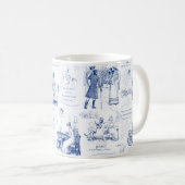 Pride en vooroordelen Blue Toile Quotes Koffiemok (Voorkant rechts)