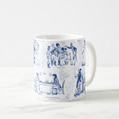 Pride en vooroordelen Blue Toile Quotes Koffiemok (Voorkant rechts)