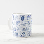 Pride en vooroordelen Blue Toile Quotes Koffiemok (Voorkant links)