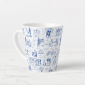 Pride en vooroordelen Blue Toile Quotes Latte Mok (Linkerhoek)