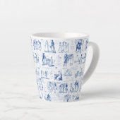 Pride en vooroordelen Blue Toile Quotes Latte Mok (Rechterhoek)