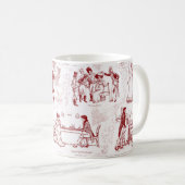 Pride en vooroordelen Red Toile Quotes Koffiemok (Voorkant rechts)