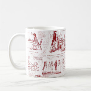 Pride en vooroordelen Red Toile Quotes Koffiemok