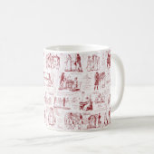 Pride en vooroordelen Red Toile Quotes Koffiemok (Voorkant rechts)