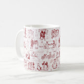 Pride en vooroordelen Red Toile Quotes Koffiemok (Voorkant links)