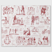 Pride en Vooroordelen Rode Toile Citaten Illustrat Cadeaupapier (Vlak)
