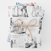 Pride en Vooroordelen Zwart Rood Blauw Toile Quote Inpakpapier Vel (In situ)