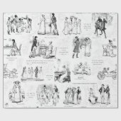 Pride en Vooroordelen Zwart Wit Toile Quotes Cadeaupapier (Vlak)