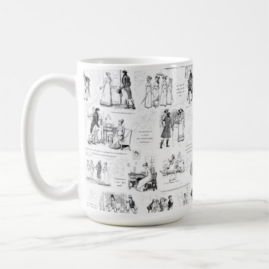Pride en Vooroordelen Zwart Wit Toile Quotes Koffiemok (Links)