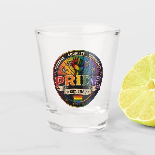 Pride est. 1969 shot glas (Voorkant)