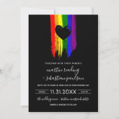 Pride Flag Black Heart Parents Co-Hosting Wedding Kaart (Voorkant)