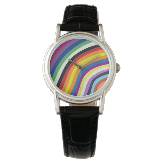 Pride Flag Colorful Stripes Pattern Horloge (Voorkant)