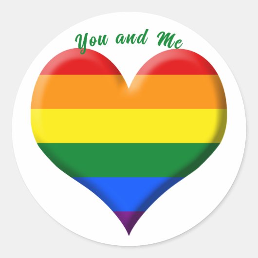 Pride Flag Heart Ronde Sticker (Voorkant)