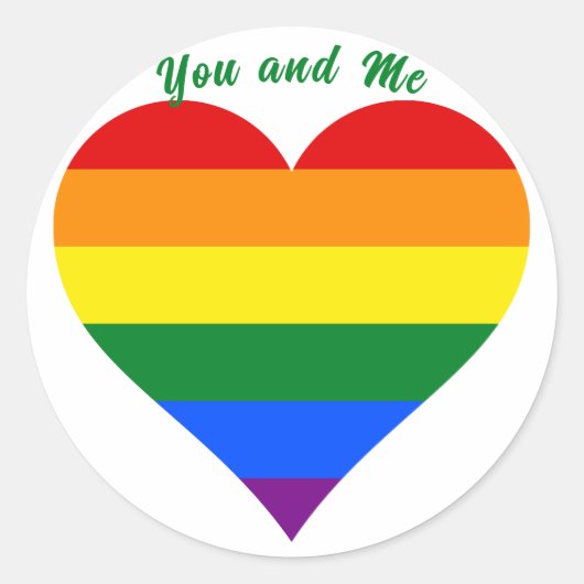 Pride Flag Heart Ronde Sticker (Voorkant)