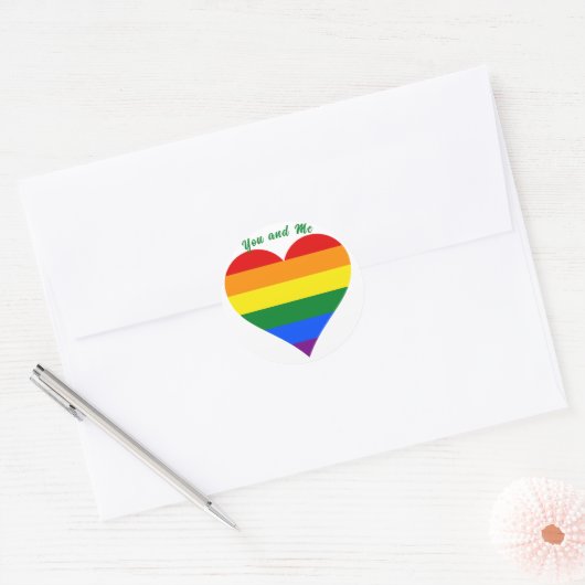 Pride Flag Heart Ronde Sticker (Envelop)