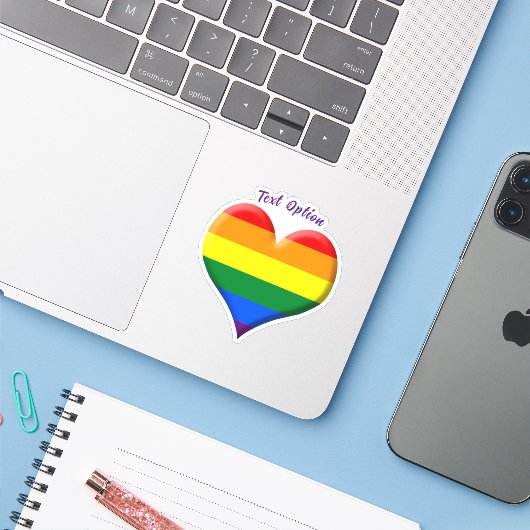 Pride Flag Heart Sticker (Laptop met iPhone)
