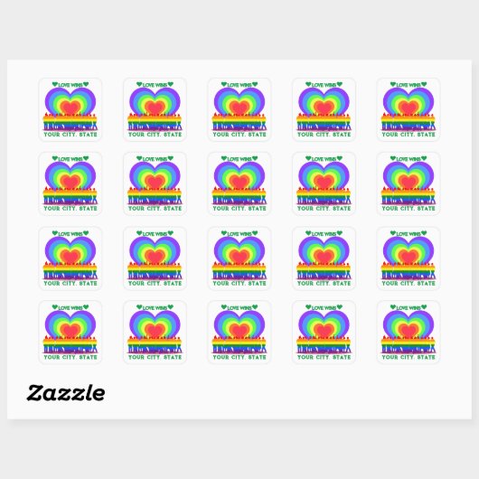 Pride Flag Heart Vierkante Sticker (Vel)