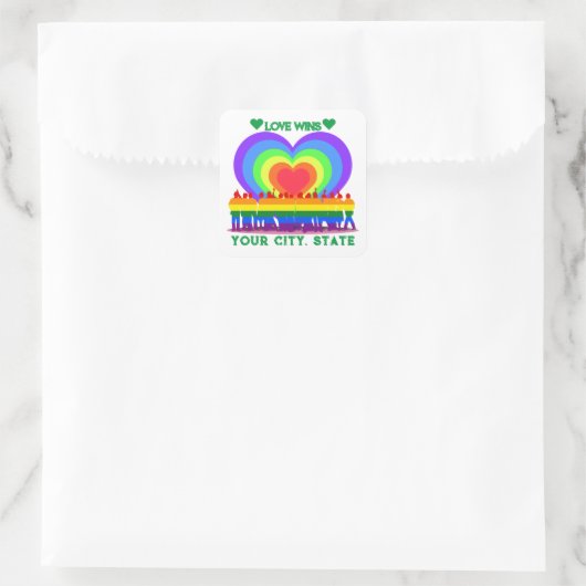 Pride Flag Heart Vierkante Sticker (Tas)