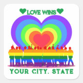 Pride Flag Heart Vierkante Sticker (Voorkant)