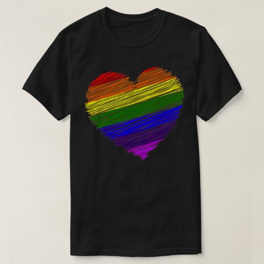 Pride Flag, ik hou van LGBT, regenboogkleurig hart T-shirt (Design voorkant)
