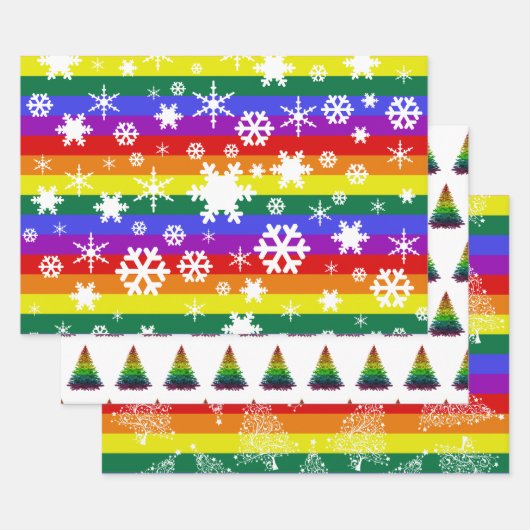 Pride Flag kerstboom Snowflake Patroon Inpakpapier Vel (Set)
