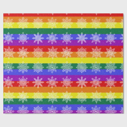 Pride Flag Kerstmis Snowflake Cadeaupapier (Vlak)