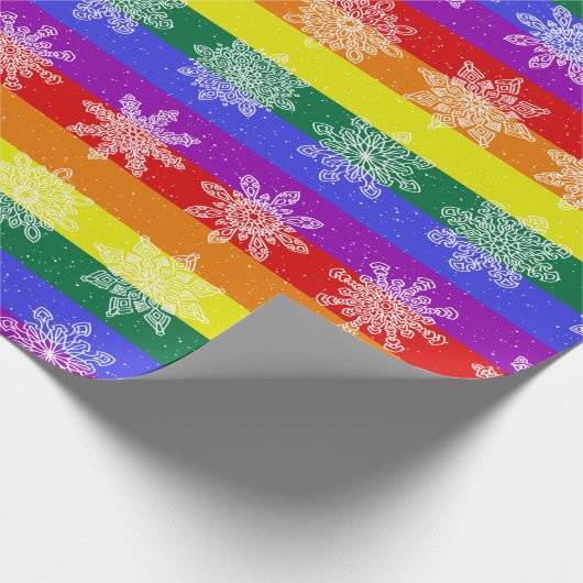 Pride Flag Kerstmis Snowflake Cadeaupapier (Hoek)