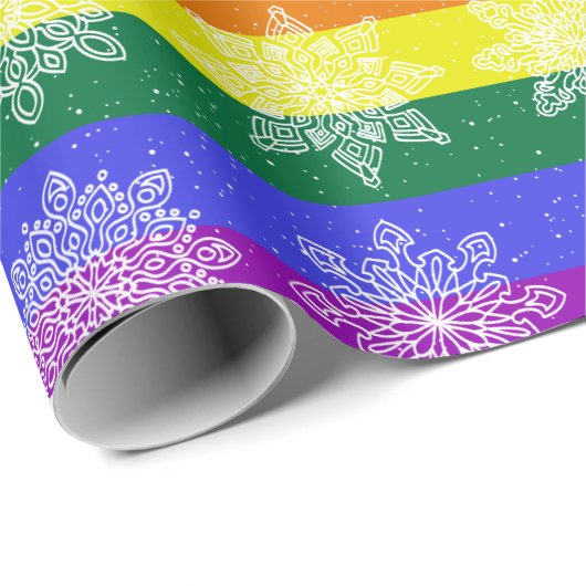 Pride Flag Kerstmis Snowflake Cadeaupapier (Rol Hoek)