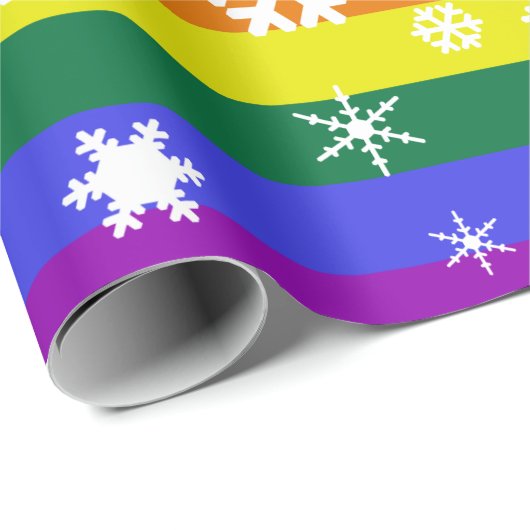 Pride Flag Kerstmis Snowflake Cadeaupapier (Rol Hoek)