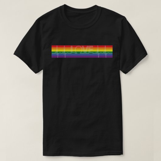 Pride Flag LOVE EKG T-shirt (Design voorkant)