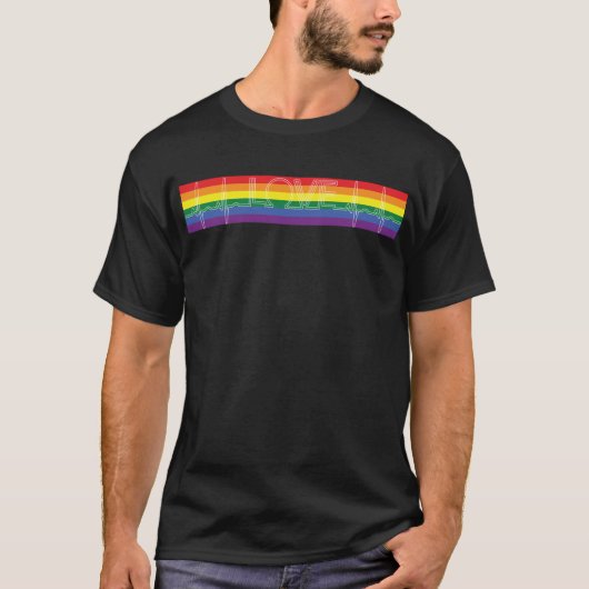 Pride Flag LOVE EKG T-shirt (Voorkant)