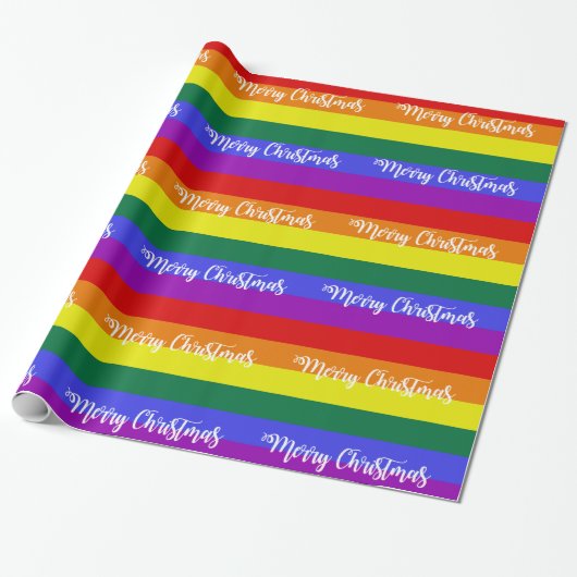 Pride Flag Merry kerstpatroon Cadeaupapier (Uitgerold)