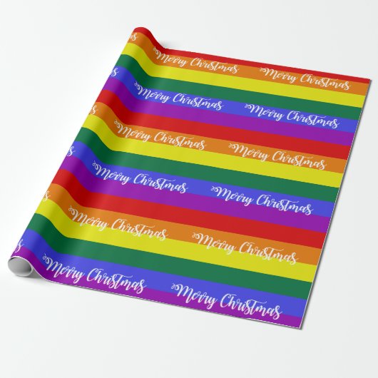 Pride Flag Merry kerstpatroon Cadeaupapier (Uitgerold)