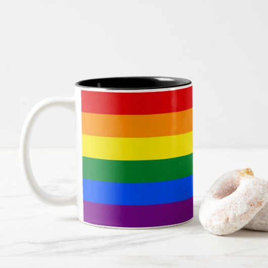Pride Flag Tweekleurige Koffiemok (Met donut)