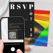 Pride Flag Typografie Huwelijks RSVP QR Code Kaart