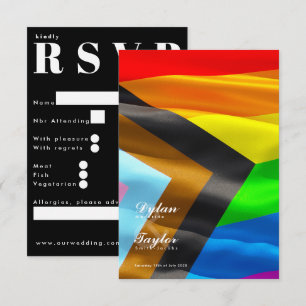 Pride Flag Typografie Trouwdag Traditioneel RSVP Kaartje