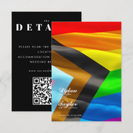 Pride Flag Typografie Zwarte Gay Trouwdetails Informatiekaartje