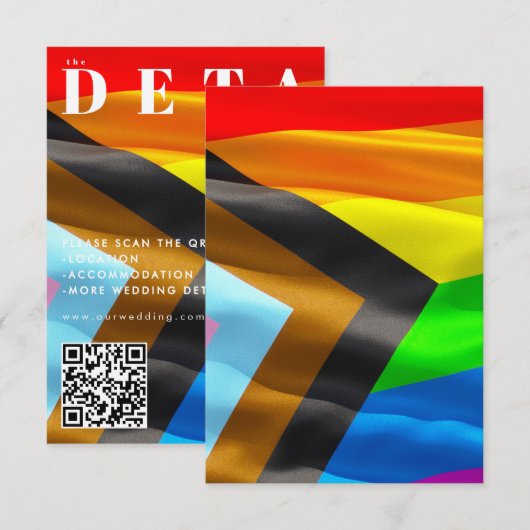 Pride Flag Typografie Zwarte Trouw QR Code Informatiekaartje (Voorkant / Achterkant)