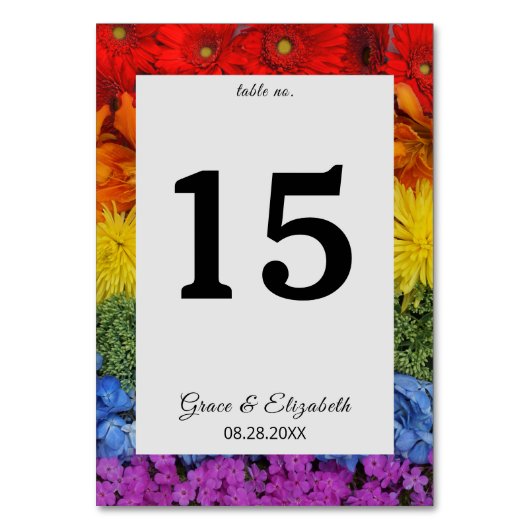 Pride Floral Wedding Table Number Kaart (Voorkant)