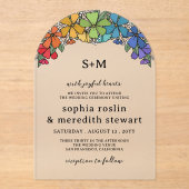 Pride Flowers Arch Monogram LGBT Wedding Acryl Uitnodigingen (Voorkant)