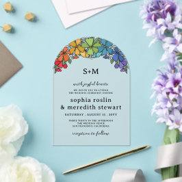 Pride Flowers Arch Monogram LGBT Wedding Acryl Uitnodigingen